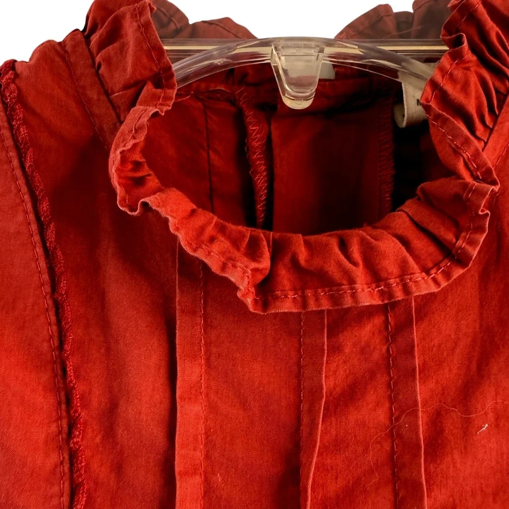 Jottum Childs Dress Size 4 Deep Red Long Sleeve Tiered Ruffle High Neck Cotton